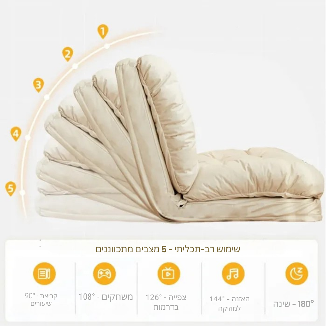 ™Finelle | ספת מיטה מתקפלת – 5 מצבי כוונון, ספה חסרת ידיות לחדר שינה ומשרד