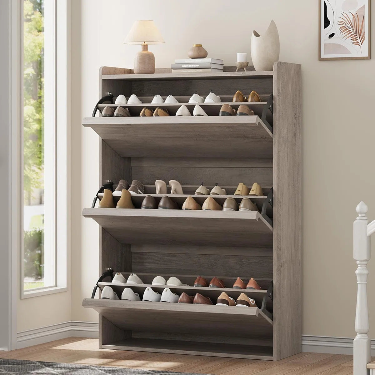 ™Emberis | ארון נעליים – 3 מגירות הפוכות, ארון עץ עם מדף מתכוונן