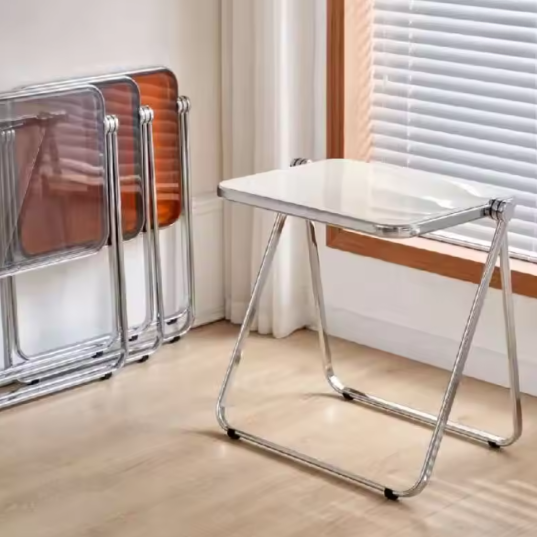 ™Calira | שולחן מתקפל שקוף – שולחן צד נייד לספה מאקריליק