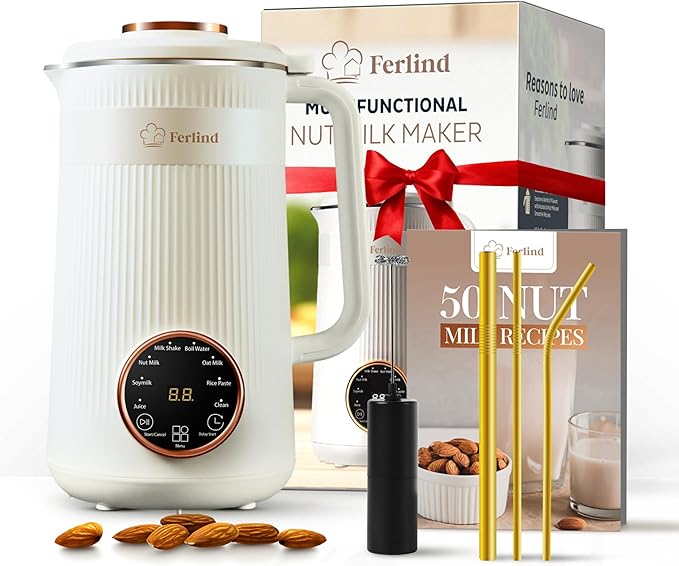 ™Orteva | מכשיר להכנת חלב אגוזים 8 ב-1 – חלב שקדים, שיבולת שועל וסויה טרי